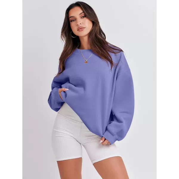 Caracilia Women's Long Sleeve Sweatshirts Crewneck Casual Loose Fit Pullover Fleece Hoodie 2023 Fall Trendy Clothes