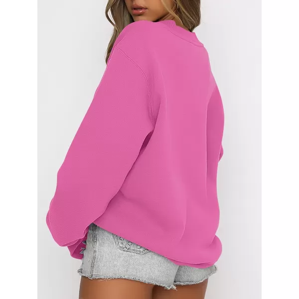Caracilia Women's Long Sleeve Sweatshirts Crewneck Casual Loose Fit Pullover Fleece Hoodie 2023 Fall Trendy Clothes