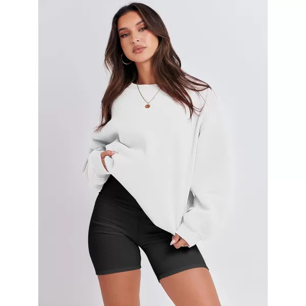 Caracilia Women's Long Sleeve Sweatshirts Crewneck Casual Loose Fit Pullover Fleece Hoodie 2023 Fall Trendy Clothes