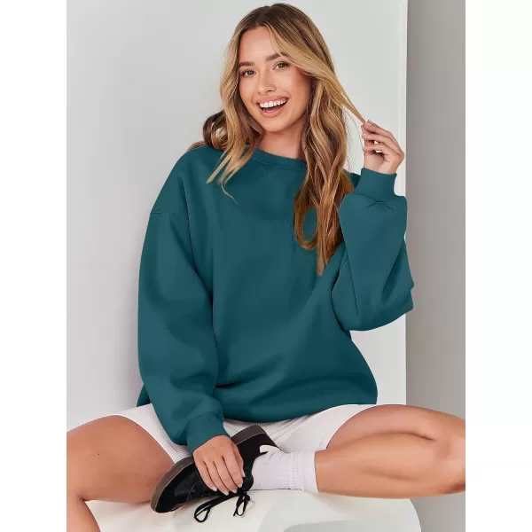 Caracilia Women's Long Sleeve Sweatshirts Crewneck Casual Loose Fit Pullover Fleece Hoodie 2023 Fall Trendy Clothes
