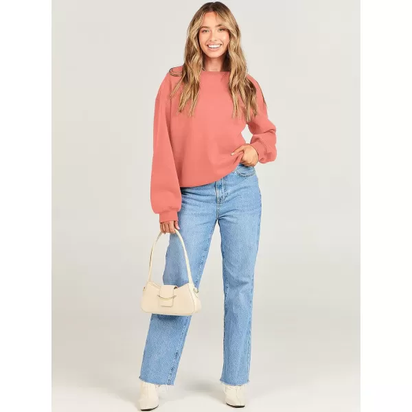 Caracilia Women's Long Sleeve Sweatshirts Crewneck Casual Loose Fit Pullover Fleece Hoodie 2023 Fall Trendy Clothes