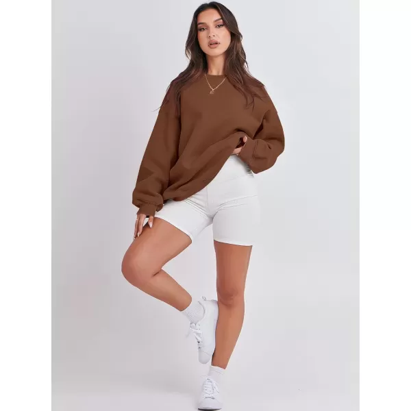 Caracilia Women's Long Sleeve Sweatshirts Crewneck Casual Loose Fit Pullover Fleece Hoodie 2023 Fall Trendy Clothes