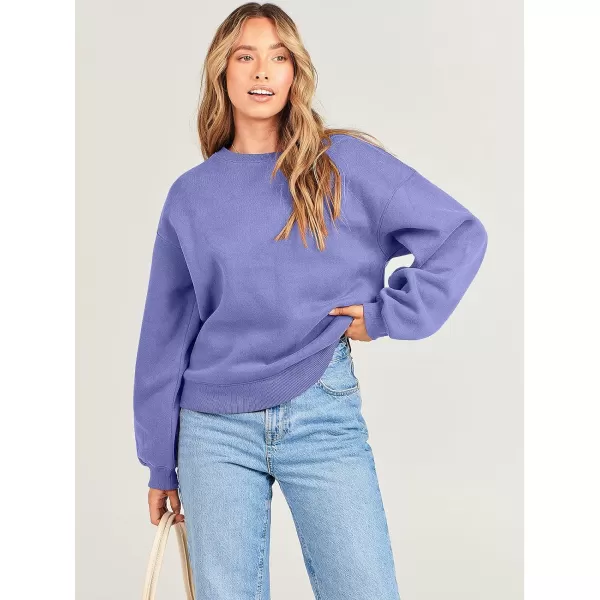Caracilia Women's Long Sleeve Sweatshirts Crewneck Casual Loose Fit Pullover Fleece Hoodie 2023 Fall Trendy Clothes