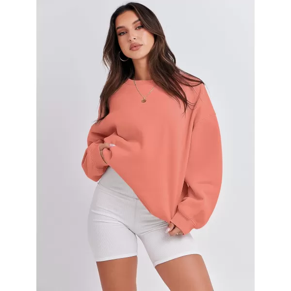 Caracilia Women's Long Sleeve Sweatshirts Crewneck Casual Loose Fit Pullover Fleece Hoodie 2023 Fall Trendy Clothes