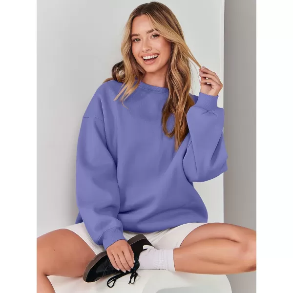 Caracilia Women's Long Sleeve Sweatshirts Crewneck Casual Loose Fit Pullover Fleece Hoodie 2023 Fall Trendy Clothes