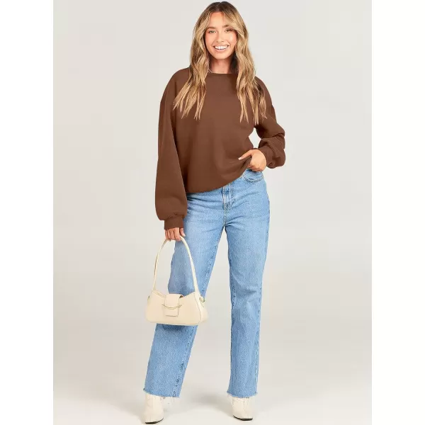 Caracilia Women's Long Sleeve Sweatshirts Crewneck Casual Loose Fit Pullover Fleece Hoodie 2023 Fall Trendy Clothes