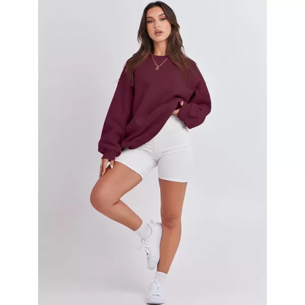Caracilia Women's Long Sleeve Sweatshirts Crewneck Casual Loose Fit Pullover Fleece Hoodie 2023 Fall Trendy Clothes