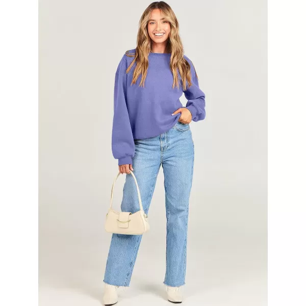 Caracilia Women's Long Sleeve Sweatshirts Crewneck Casual Loose Fit Pullover Fleece Hoodie 2023 Fall Trendy Clothes