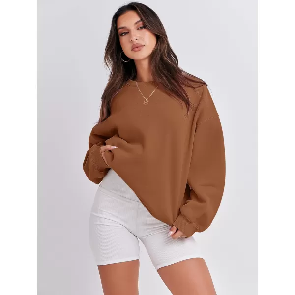 Caracilia Women's Long Sleeve Sweatshirts Crewneck Casual Loose Fit Pullover Fleece Hoodie 2023 Fall Trendy Clothes