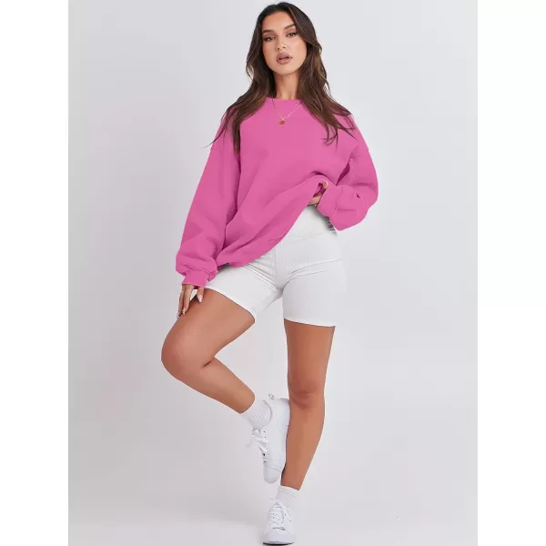 Caracilia Women's Long Sleeve Sweatshirts Crewneck Casual Loose Fit Pullover Fleece Hoodie 2023 Fall Trendy Clothes