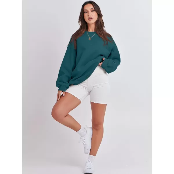 Caracilia Women's Long Sleeve Sweatshirts Crewneck Casual Loose Fit Pullover Fleece Hoodie 2023 Fall Trendy Clothes