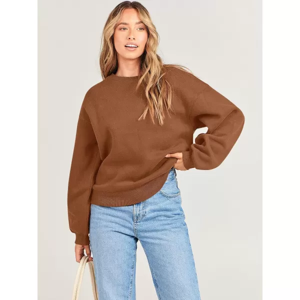 Caracilia Women's Long Sleeve Sweatshirts Crewneck Casual Loose Fit Pullover Fleece Hoodie 2023 Fall Trendy Clothes