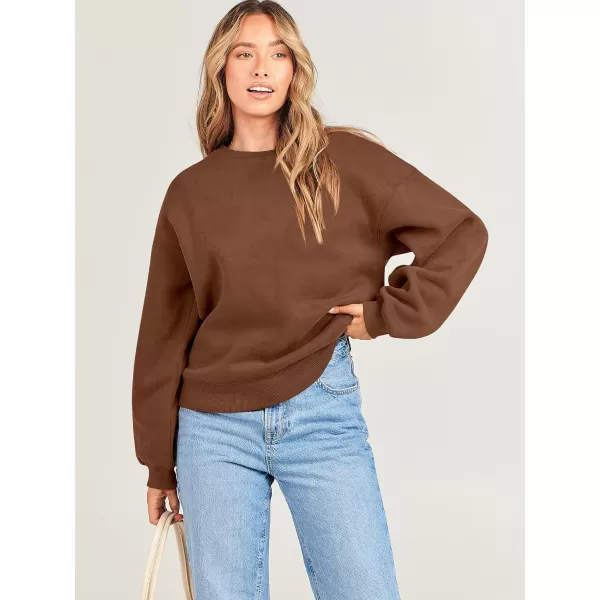 Caracilia Women's Long Sleeve Sweatshirts Crewneck Casual Loose Fit Pullover Fleece Hoodie 2023 Fall Trendy Clothes