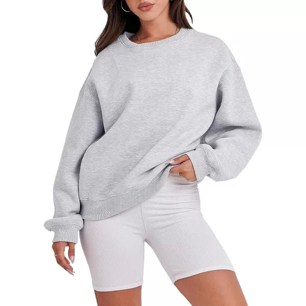 Caracilia Women's Long Sleeve Sweatshirts Crewneck Casual Loose Fit Pullover Fleece Hoodie 2023 Fall Trendy Clothes