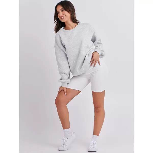 Caracilia Women's Long Sleeve Sweatshirts Crewneck Casual Loose Fit Pullover Fleece Hoodie 2023 Fall Trendy Clothes