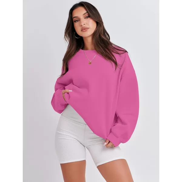 Caracilia Women's Long Sleeve Sweatshirts Crewneck Casual Loose Fit Pullover Fleece Hoodie 2023 Fall Trendy Clothes