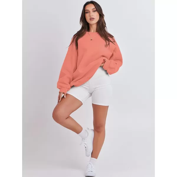 Caracilia Women's Long Sleeve Sweatshirts Crewneck Casual Loose Fit Pullover Fleece Hoodie 2023 Fall Trendy Clothes