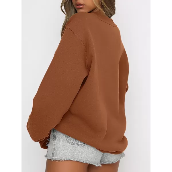 Caracilia Women's Long Sleeve Sweatshirts Crewneck Casual Loose Fit Pullover Fleece Hoodie 2023 Fall Trendy Clothes