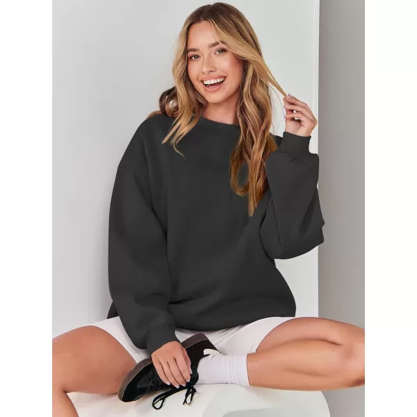 Caracilia Women's Long Sleeve Sweatshirts Crewneck Casual Loose Fit Pullover Fleece Hoodie 2023 Fall Trendy Clothes