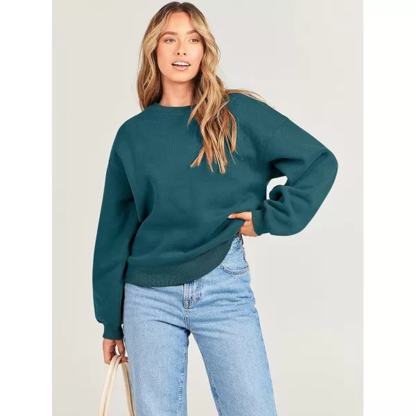 Caracilia Women's Long Sleeve Sweatshirts Crewneck Casual Loose Fit Pullover Fleece Hoodie 2023 Fall Trendy Clothes