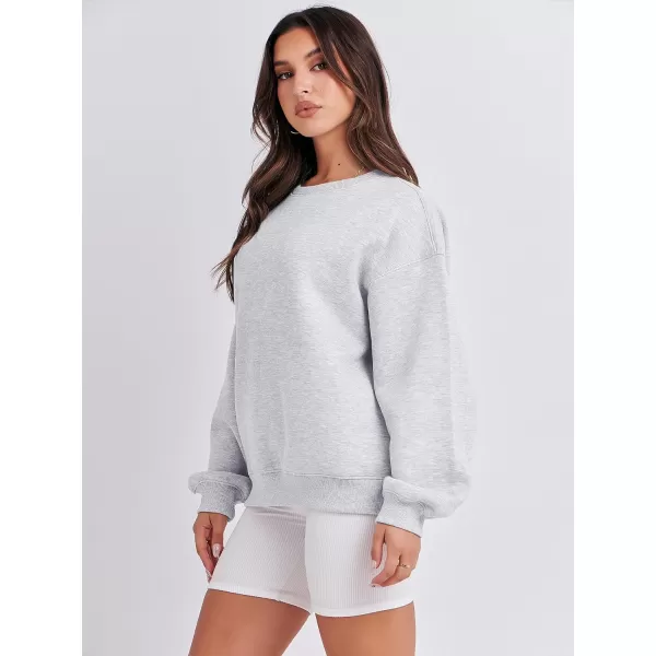 Caracilia Women's Long Sleeve Sweatshirts Crewneck Casual Loose Fit Pullover Fleece Hoodie 2023 Fall Trendy Clothes
