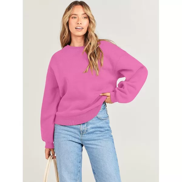 Caracilia Women's Long Sleeve Sweatshirts Crewneck Casual Loose Fit Pullover Fleece Hoodie 2023 Fall Trendy Clothes