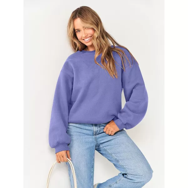 Caracilia Women's Long Sleeve Sweatshirts Crewneck Casual Loose Fit Pullover Fleece Hoodie 2023 Fall Trendy Clothes