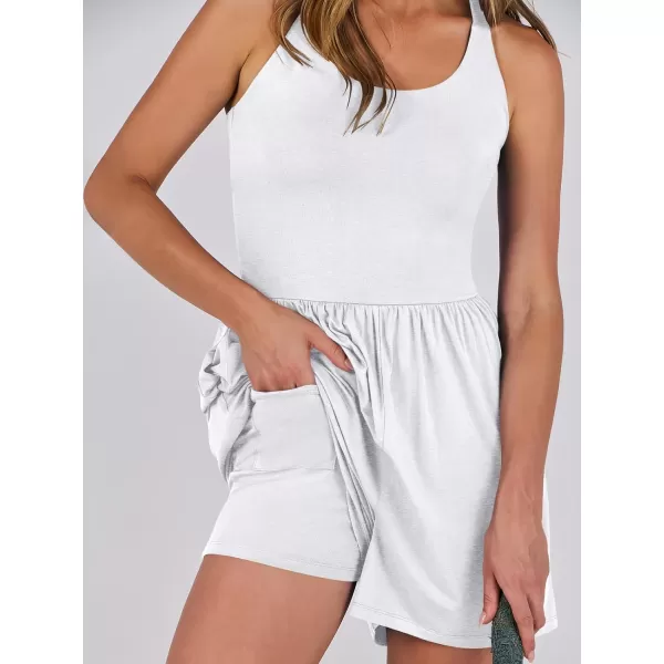 Caracilia Womens Rompers 2024 Summer Casual Athletic Romper Built in Shorts Sleeveless Jumpsuit Vacation Resort Outfits