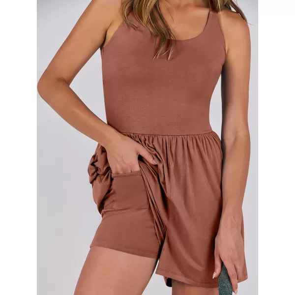 Caracilia Womens Rompers 2024 Summer Casual Athletic Romper Built in Shorts Sleeveless Jumpsuit Vacation Resort Outfits