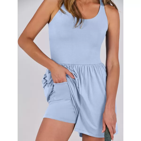 Caracilia Womens Rompers 2024 Summer Casual Athletic Romper Built in Shorts Sleeveless Jumpsuit Vacation Resort Outfits