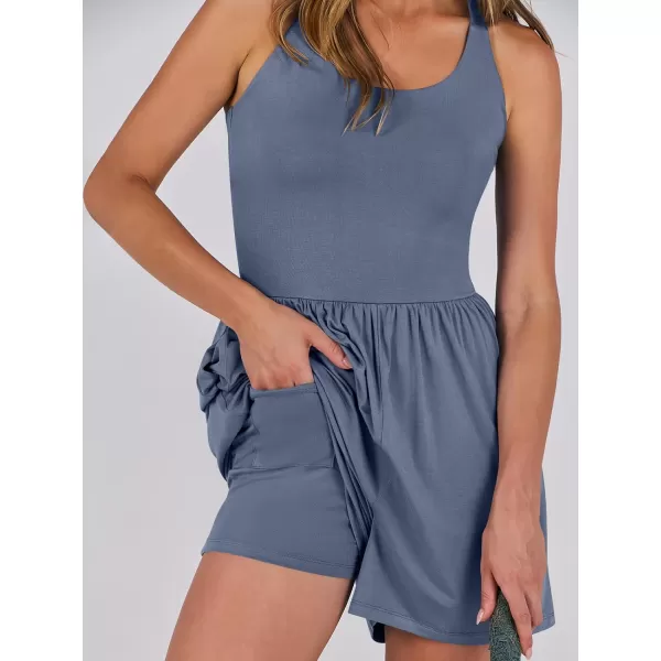 Caracilia Womens Rompers 2024 Summer Casual Athletic Romper Built in Shorts Sleeveless Jumpsuit Vacation Resort Outfits