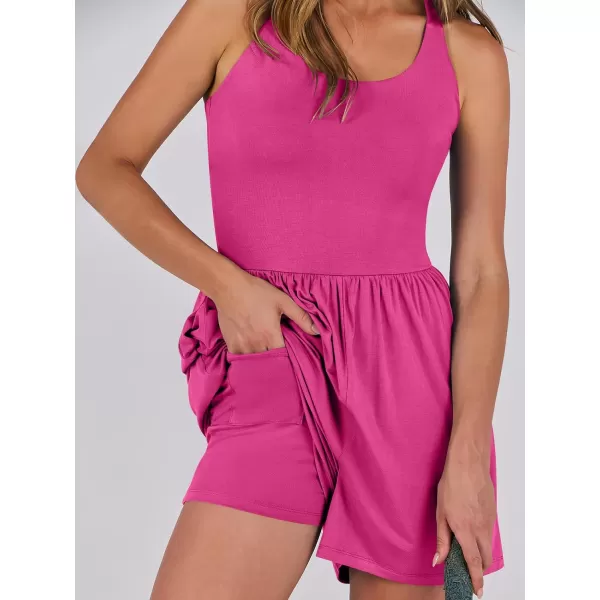 Caracilia Womens Rompers 2024 Summer Casual Athletic Romper Built in Shorts Sleeveless Jumpsuit Vacation Resort Outfits