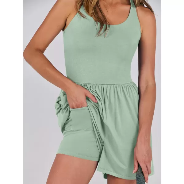 Caracilia Womens Rompers 2024 Summer Casual Athletic Romper Built in Shorts Sleeveless Jumpsuit Vacation Resort Outfits