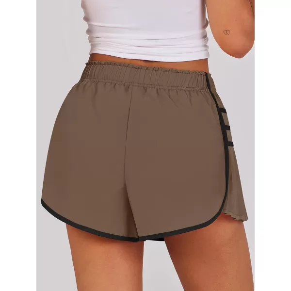 Caracilia Women's Running Shorts High Waisted Quick Dry Athletic Workout Flowy Pleated Contrast Color Golf Tennis Short