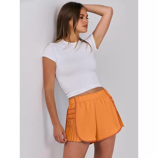 Caracilia Women's Running Shorts High Waisted Quick Dry Athletic Workout Flowy Pleated Contrast Color Golf Tennis Short