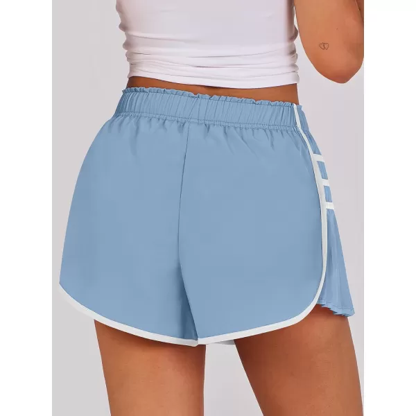 Caracilia Women's Running Shorts High Waisted Quick Dry Athletic Workout Flowy Pleated Contrast Color Golf Tennis Short