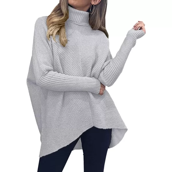 Caracilia Womens Turtleneck Long Sleeve Sweater Irregular Hem Casual Pullover Knit Tops