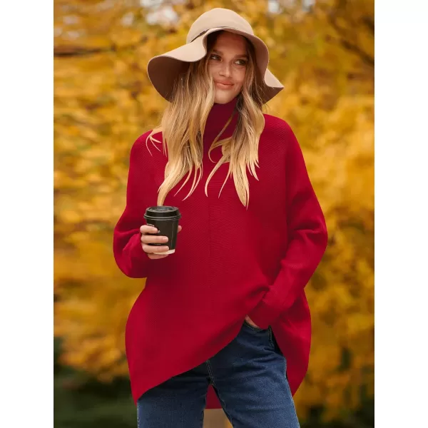 Caracilia Womens Turtleneck Long Sleeve Sweater Irregular Hem Casual Pullover Knit Tops
