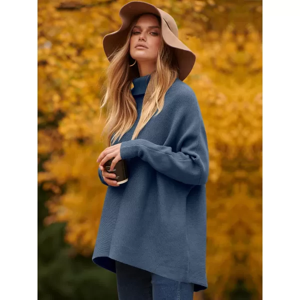 Caracilia Womens Turtleneck Long Sleeve Sweater Irregular Hem Casual Pullover Knit Tops