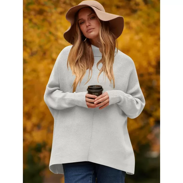 Caracilia Womens Turtleneck Long Sleeve Sweater Irregular Hem Casual Pullover Knit Tops
