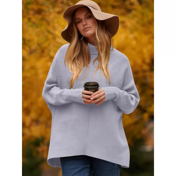 Caracilia Womens Turtleneck Long Sleeve Sweater Irregular Hem Casual Pullover Knit Tops