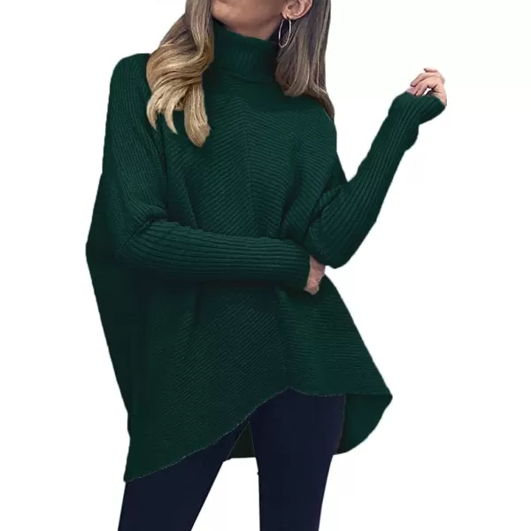 Caracilia Womens Turtleneck Long Sleeve Sweater Irregular Hem Casual Pullover Knit Tops