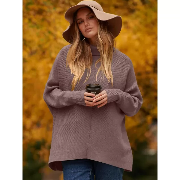Caracilia Womens Turtleneck Long Sleeve Sweater Irregular Hem Casual Pullover Knit Tops