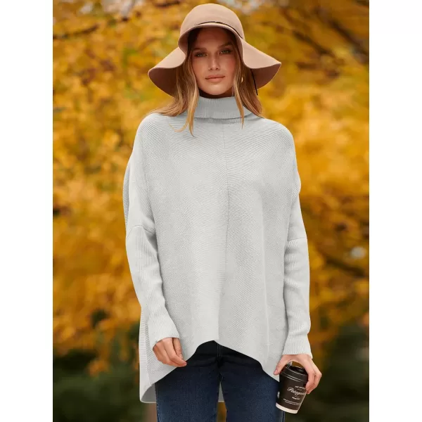 Caracilia Womens Turtleneck Long Sleeve Sweater Irregular Hem Casual Pullover Knit Tops