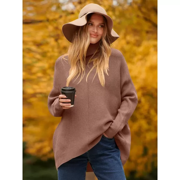 Caracilia Womens Turtleneck Long Sleeve Sweater Irregular Hem Casual Pullover Knit Tops