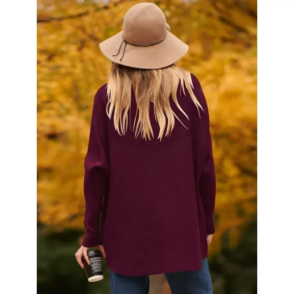 Caracilia Womens Turtleneck Long Sleeve Sweater Irregular Hem Casual Pullover Knit Tops