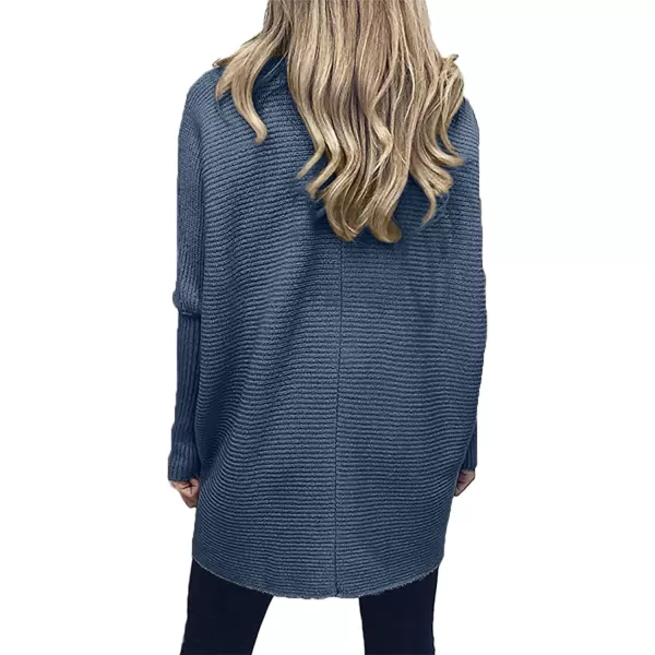 Caracilia Womens Turtleneck Long Sleeve Sweater Irregular Hem Casual Pullover Knit Tops