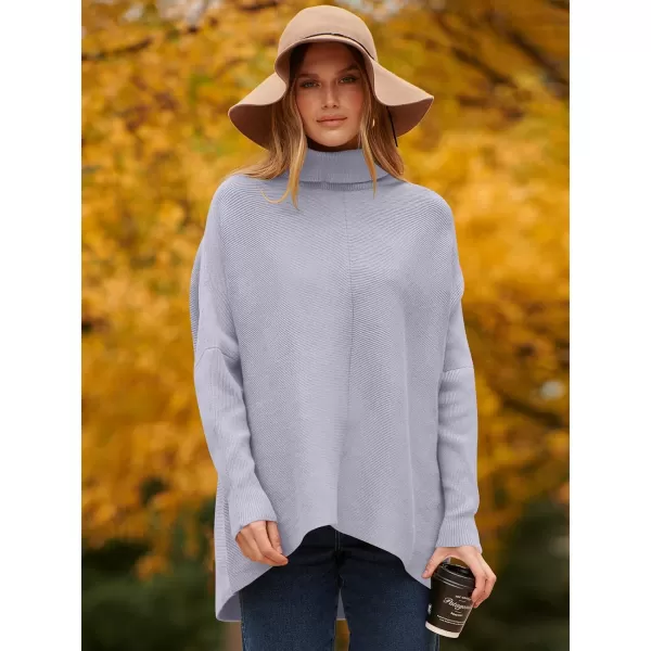 Caracilia Womens Turtleneck Long Sleeve Sweater Irregular Hem Casual Pullover Knit Tops