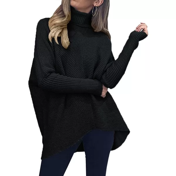 Caracilia Womens Turtleneck Long Sleeve Sweater Irregular Hem Casual Pullover Knit Tops