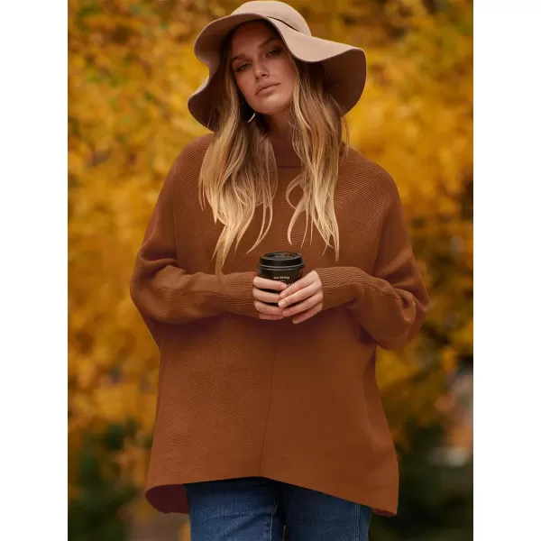 Caracilia Womens Turtleneck Long Sleeve Sweater Irregular Hem Casual Pullover Knit Tops
